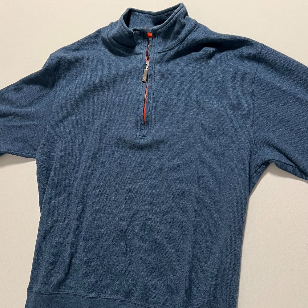 Orvis Sweater 1/4 Zip Pullover Casual Preppy Fly Fishing Blue Men's size Medium